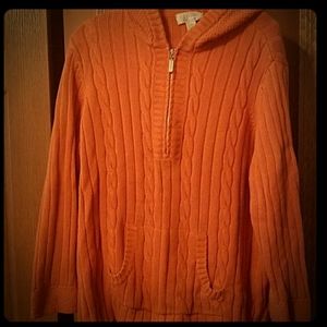 1/4 zip Orange hooded sweater 2xl